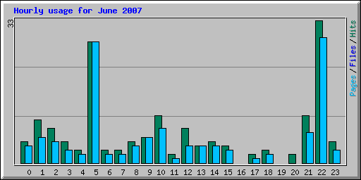 Hourly usage for June 2007